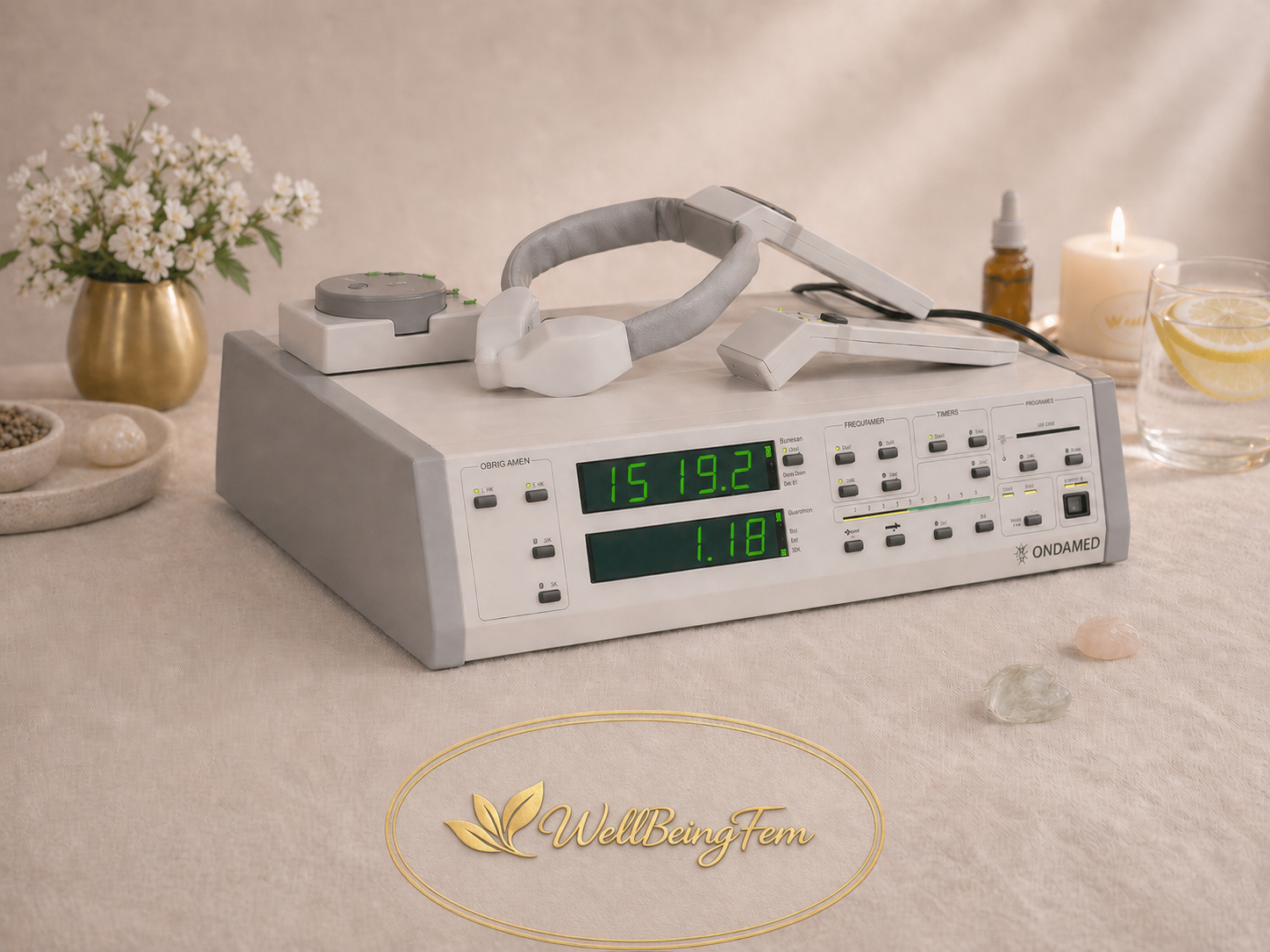 ONDAMED equipment with WellBeingFem branding